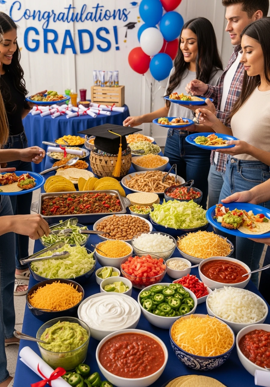 DIY Taco Bar Station - College Graduation Party Ideas