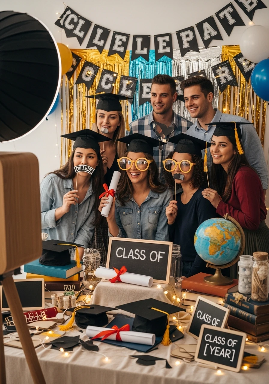 DIY Photo Booth with Props - College Graduation Party Ideas