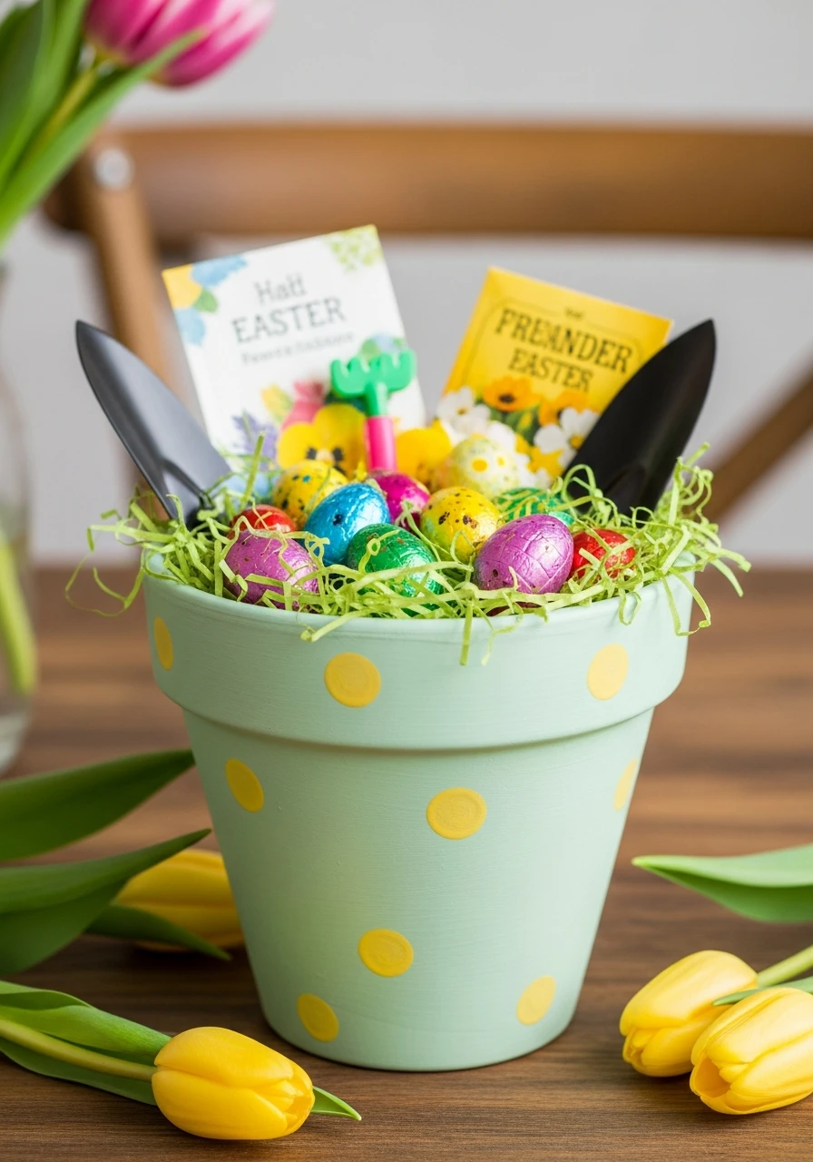 Use a Cute Planter - 50 Creative Easter Basket Ideas for Everyone