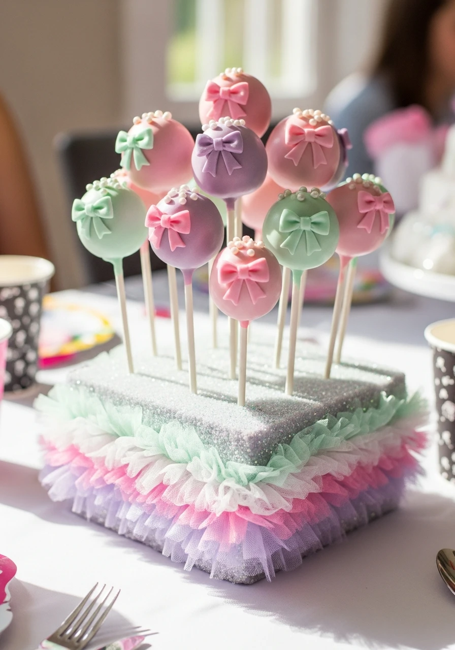 Cake Pops with Bows - Fancy Nancy birthday party ideas: 50 Ways to Go Ooh-La-La!