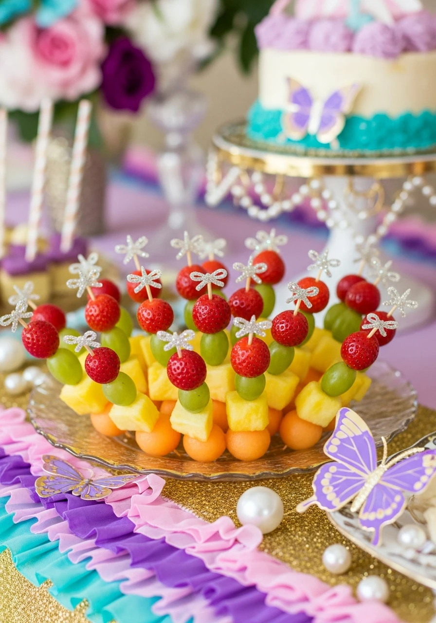 Decorated Fruit Skewers - Fancy Nancy birthday party ideas: 50 Ways to Go Ooh-La-La!