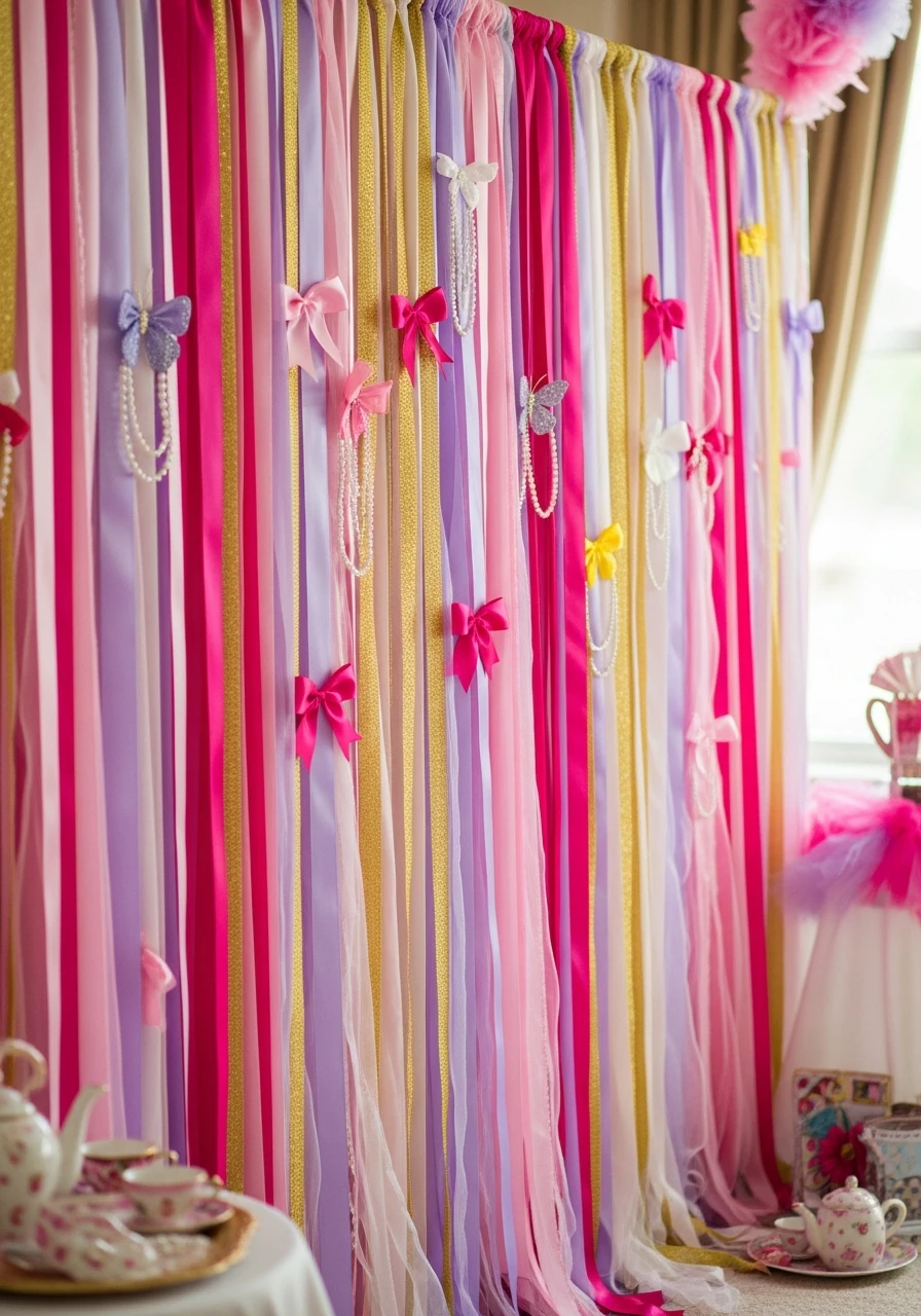 Ribbon Portrait Backdrop - Fancy Nancy birthday party ideas: 50 Ways to Go Ooh-La-La!
