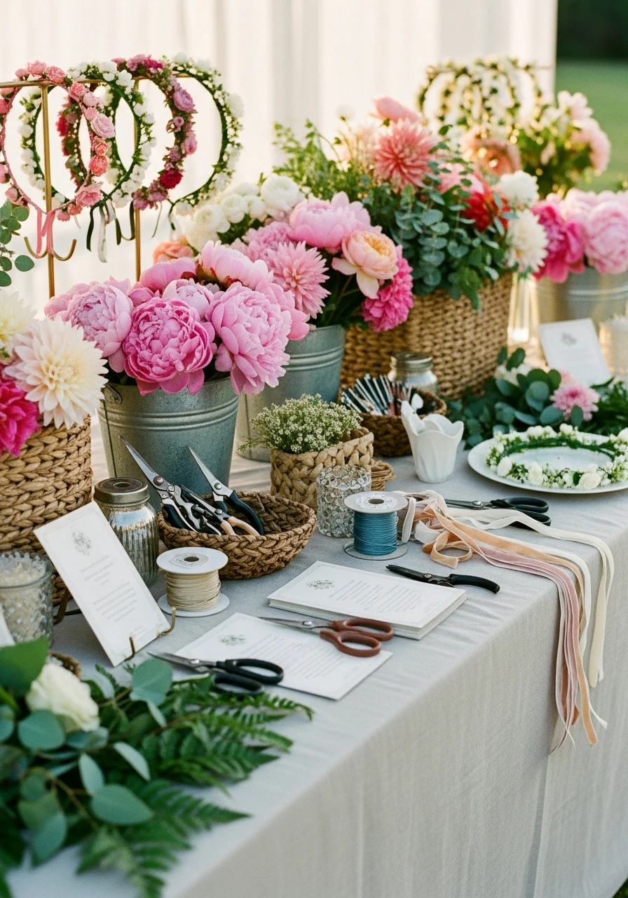 Flower Crown Welcome Station - The Ultimate Floral Birthday Party Planning Guide