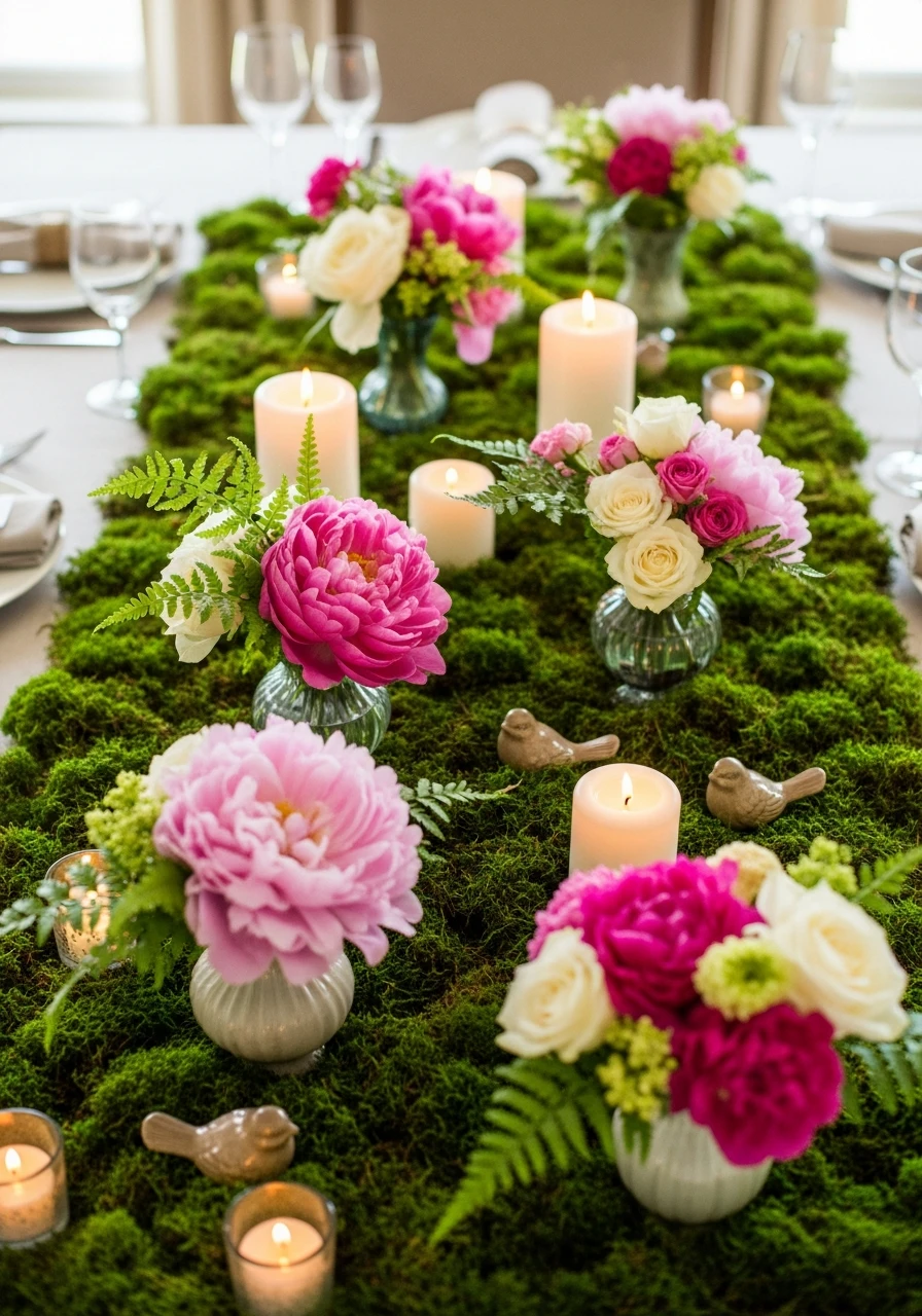 Moss Table Runner Base - The Ultimate Floral Birthday Party Planning Guide