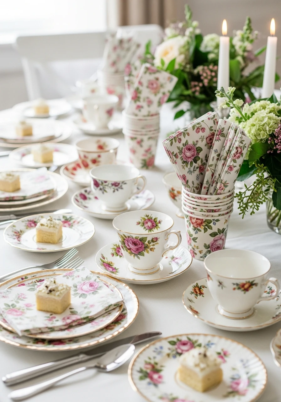 Vintage Teacup Settings - The Ultimate Floral Birthday Party Planning Guide