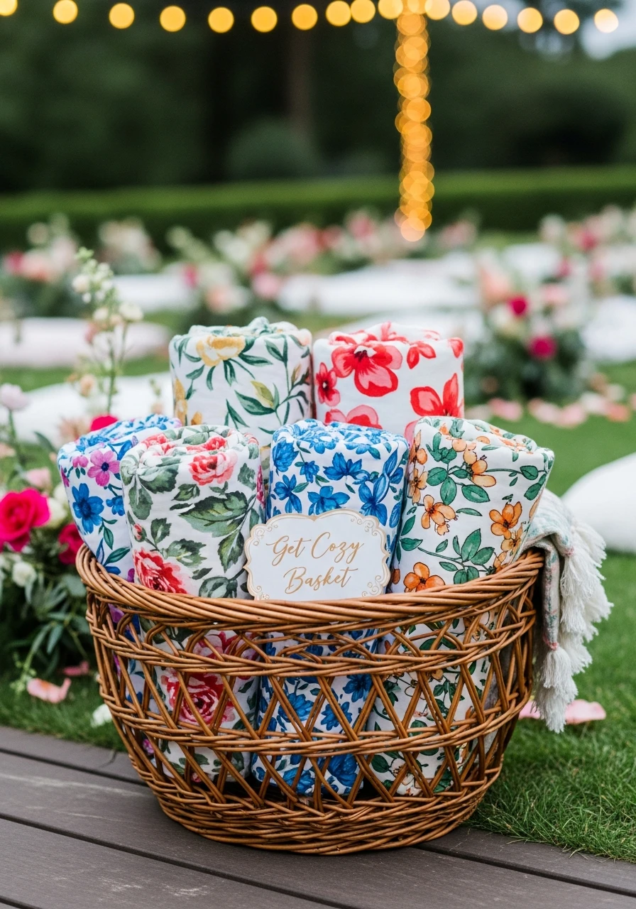 Basket of Blankets - The Ultimate Floral Birthday Party Planning Guide