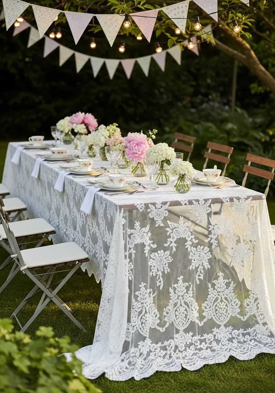 Lace Tablecloths - 35 Brilliant Garden Party Decorations You Need