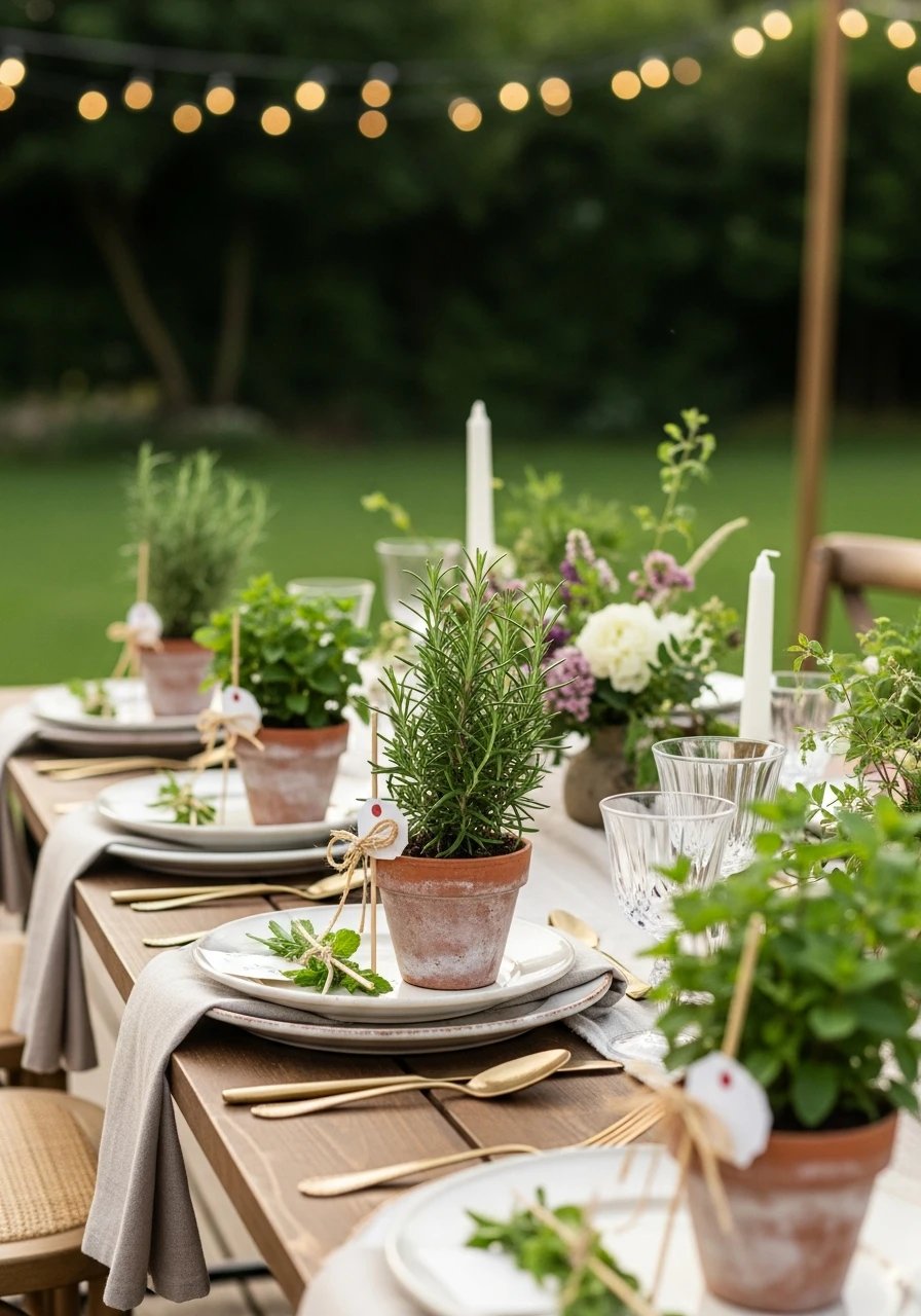 Herb Pot Place Markers - 35 Brilliant Garden Party Decorations You Need