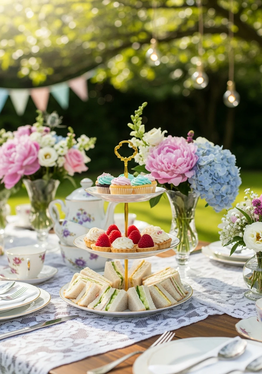Tiered Cake Stand Display - 35 Brilliant Garden Party Decorations You Need