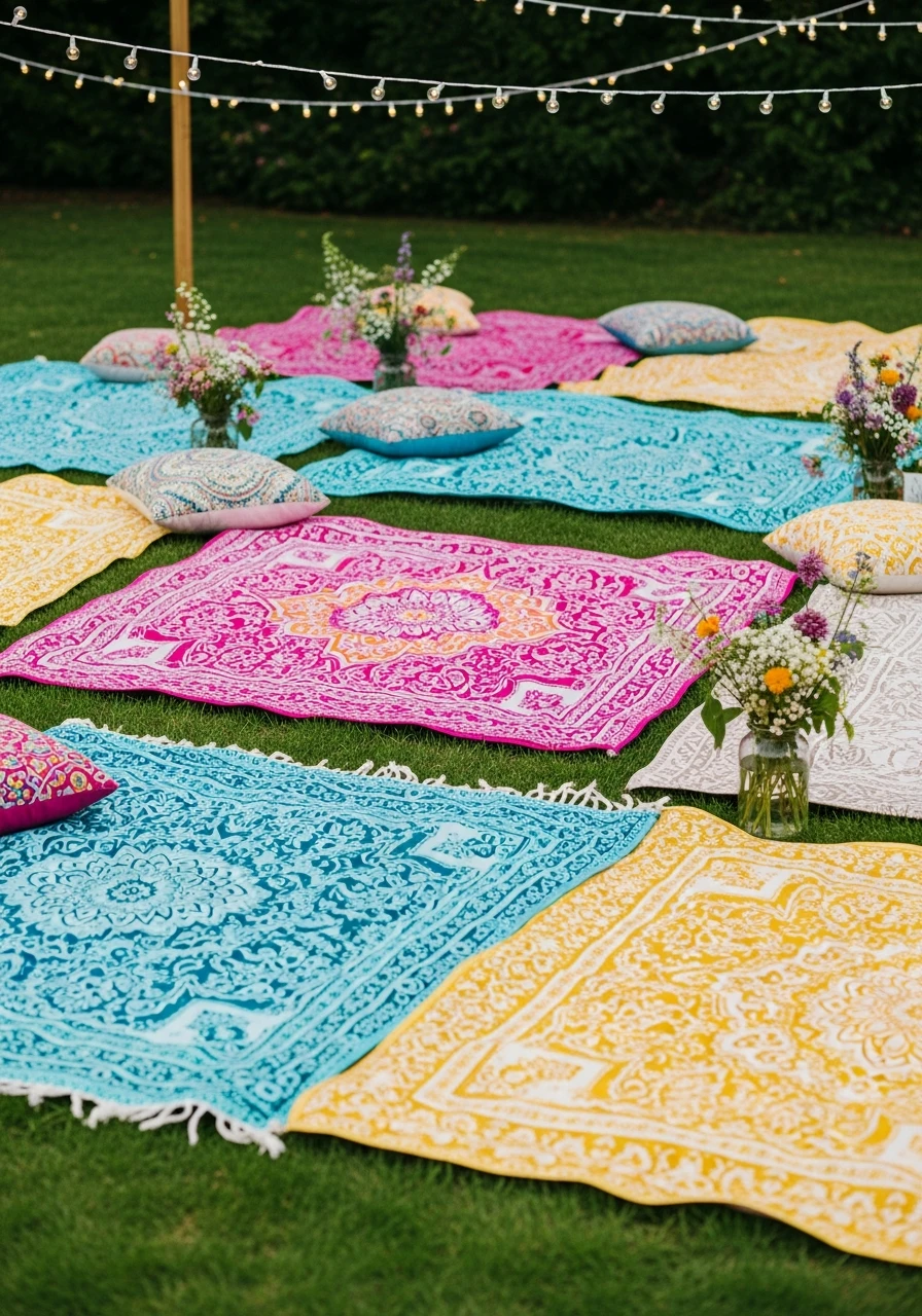 Colorful Picnic Blankets - 35 Brilliant Garden Party Decorations You Need