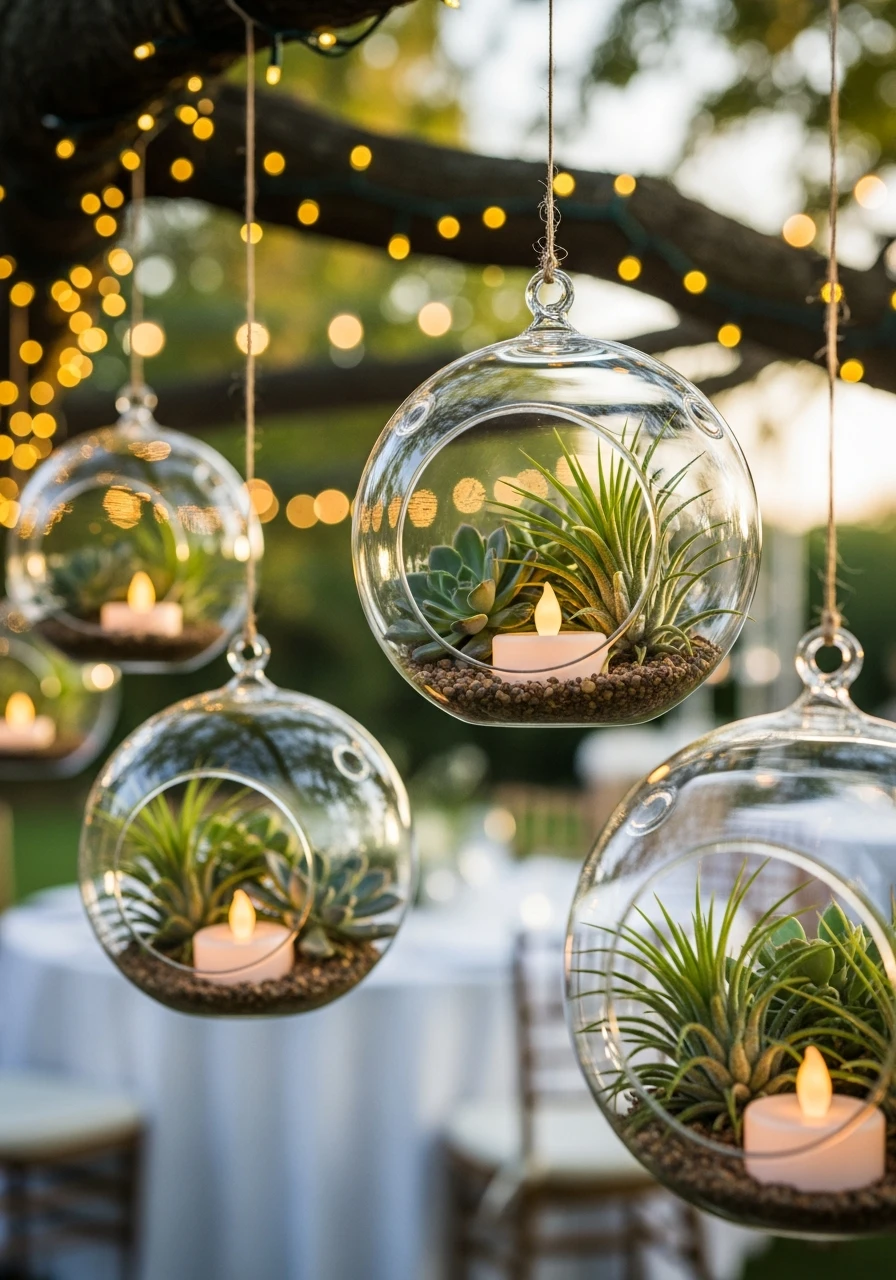 Hanging Glass Terrariums - 35 Brilliant Garden Party Decorations You Need