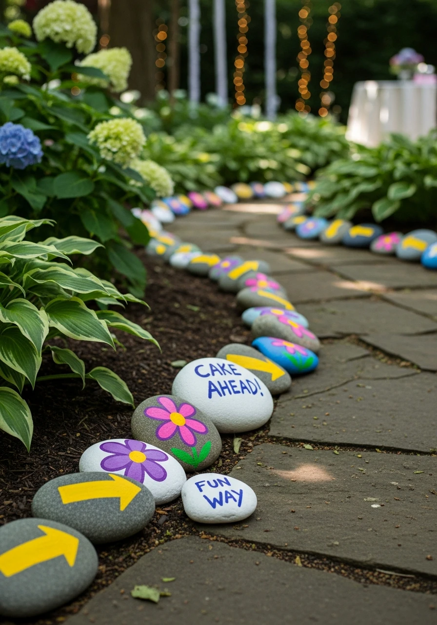 Guiding Stars: The Painted Rock Path - 35 Brilliant Garden Party Decorations You Need