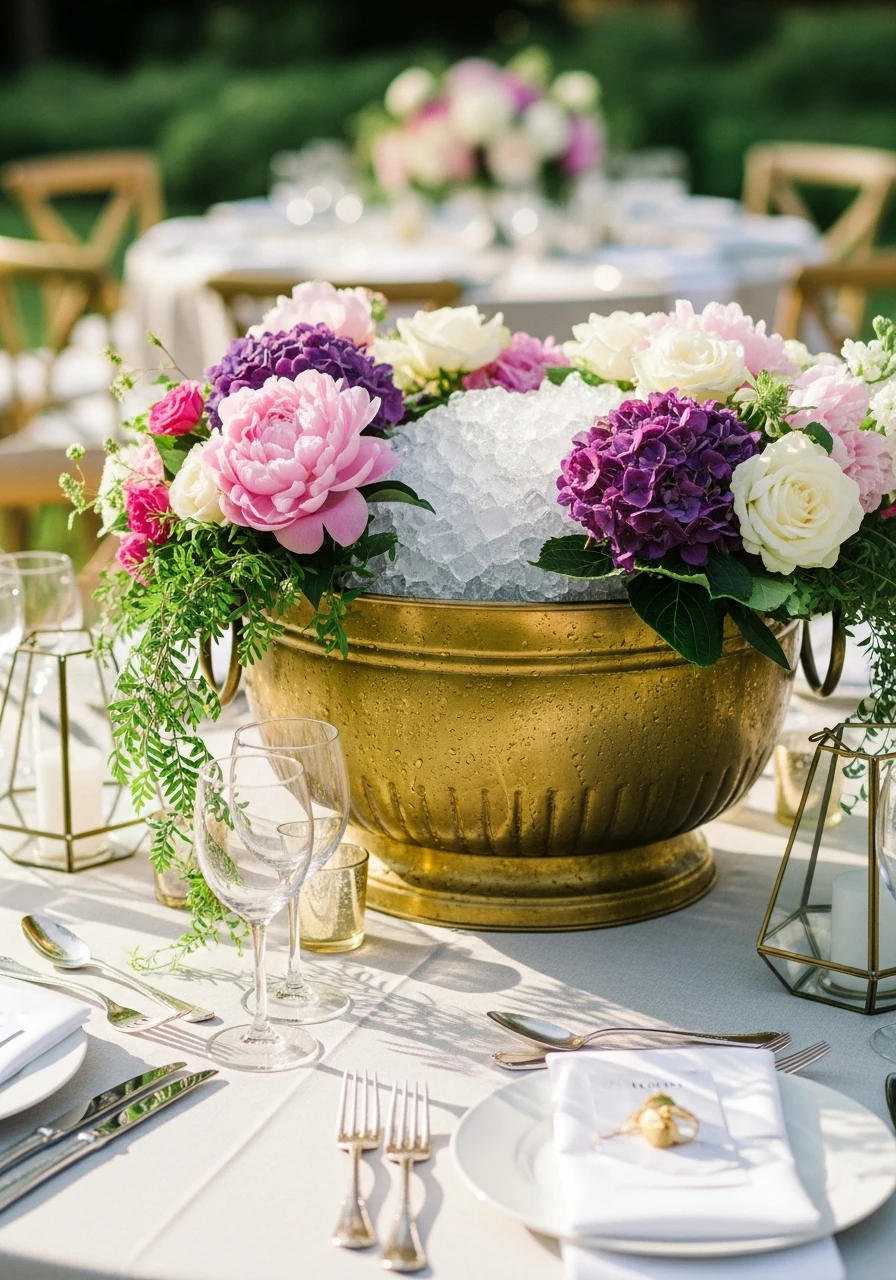 Ice Bucket Flower Display - 35 Brilliant Garden Party Decorations You Need