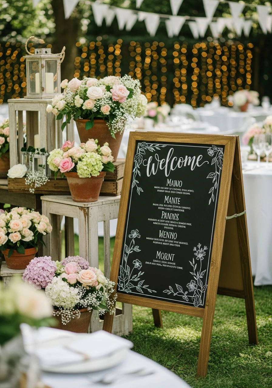 Chalkboard Welcome Sign - 35 Brilliant Garden Party Decorations You Need