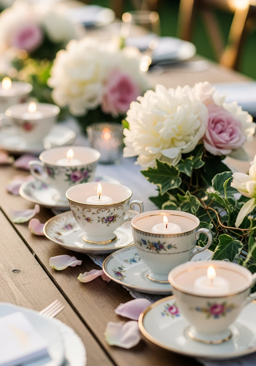 Vintage Teacup Candles - 35 Brilliant Garden Party Decorations You Need
