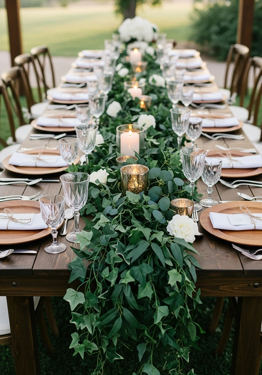 Greenery Table Runner - 35 Brilliant Garden Party Decorations You Need