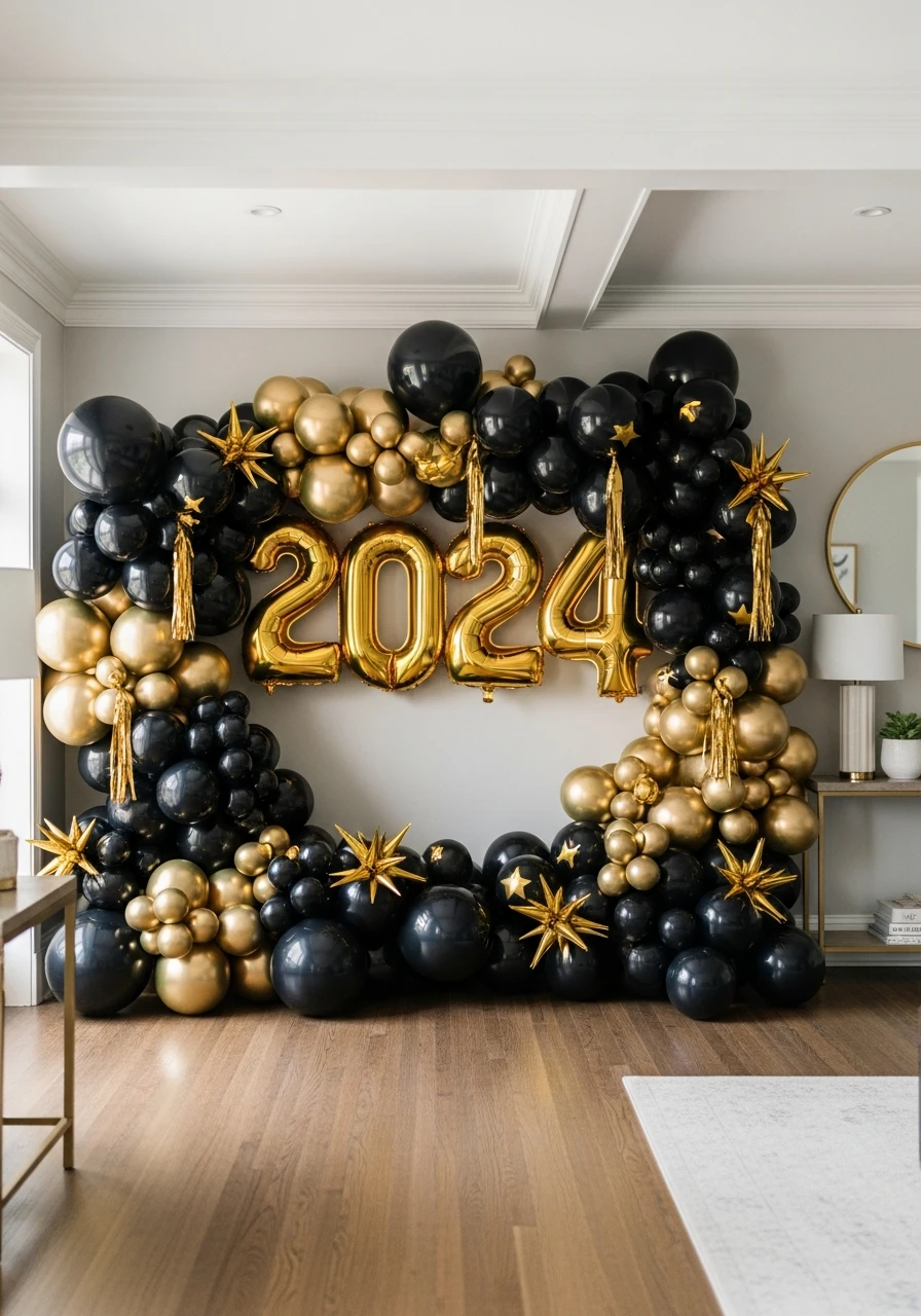 Black & Gold Balloon Wall