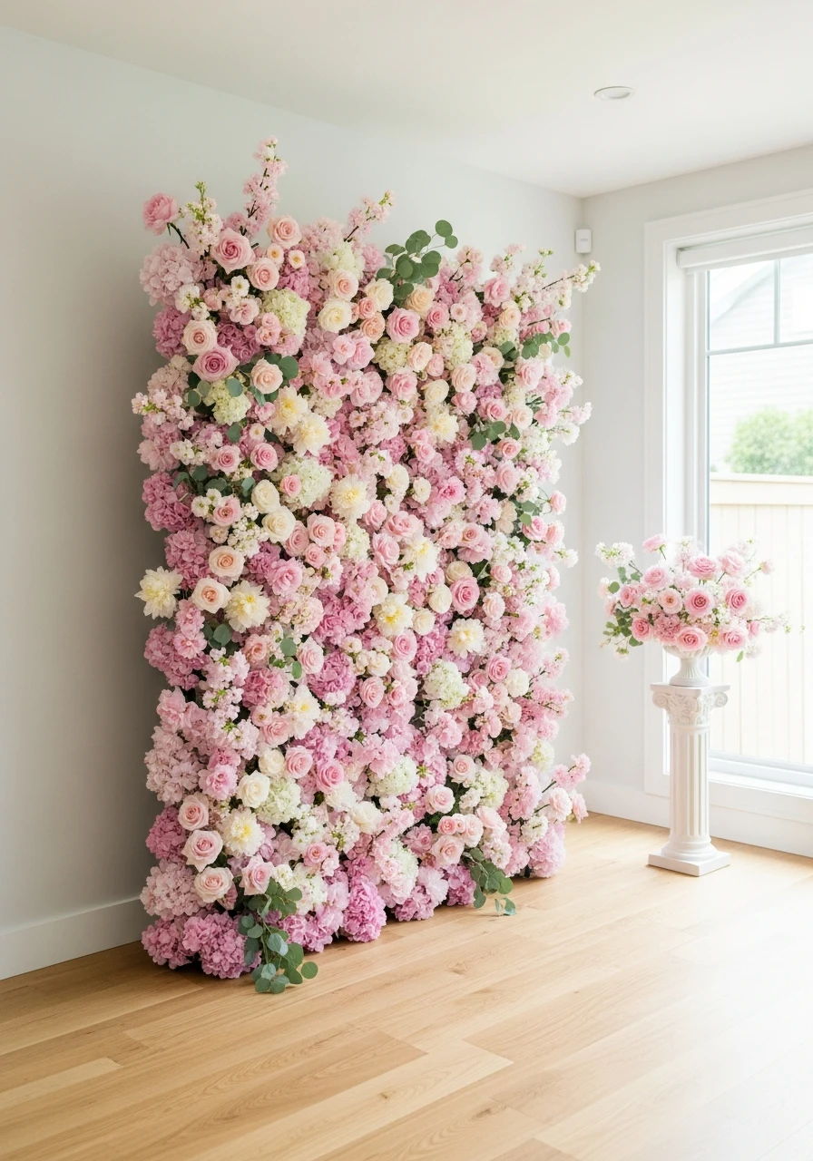 Blush Pink Floral Wall