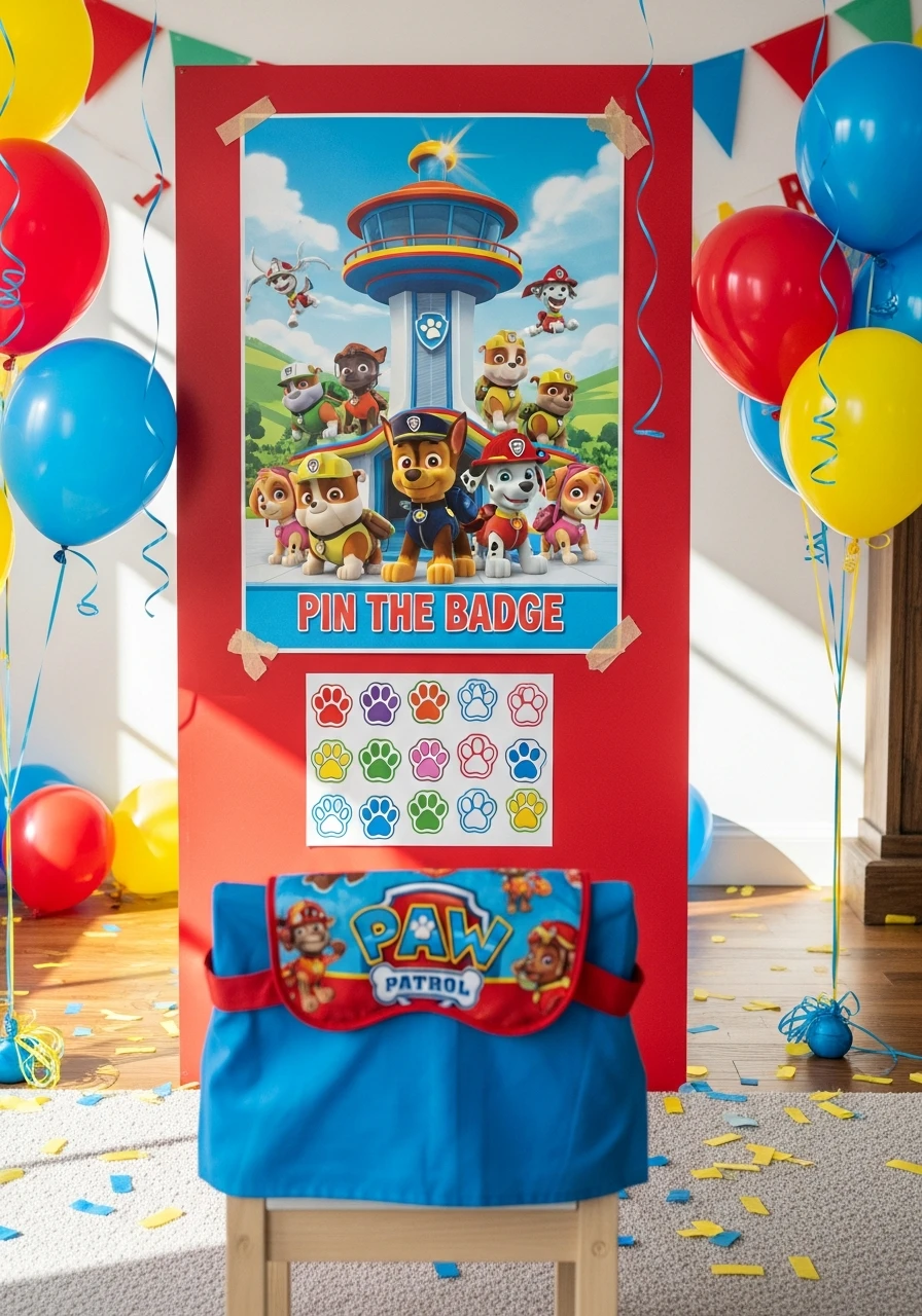 Pin The Badge Game - 35 Amazing Paw Patrol Party Ideas for a Heroic Birthday