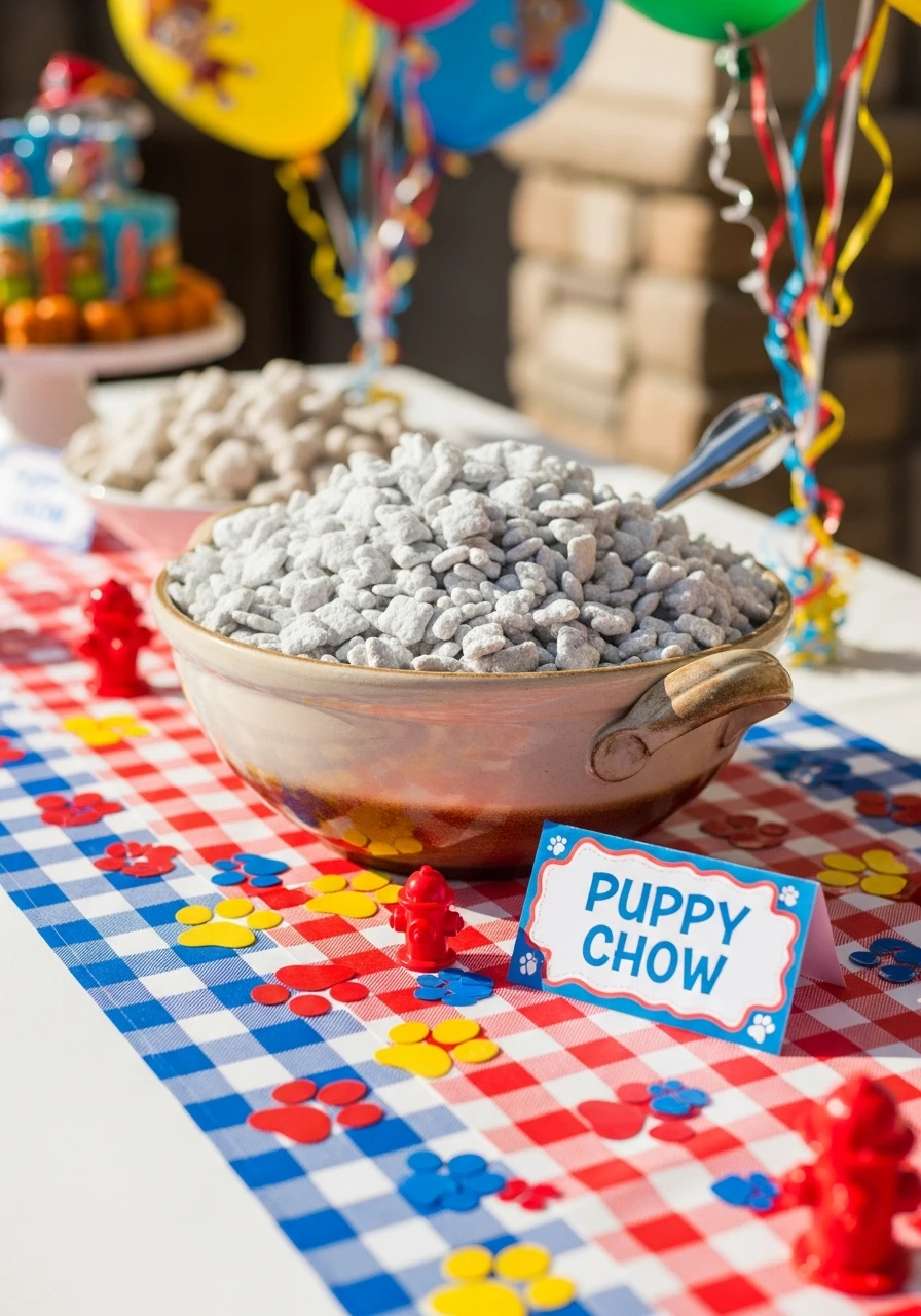 Puppy Chow Snack - 35 Amazing Paw Patrol Party Ideas for a Heroic Birthday