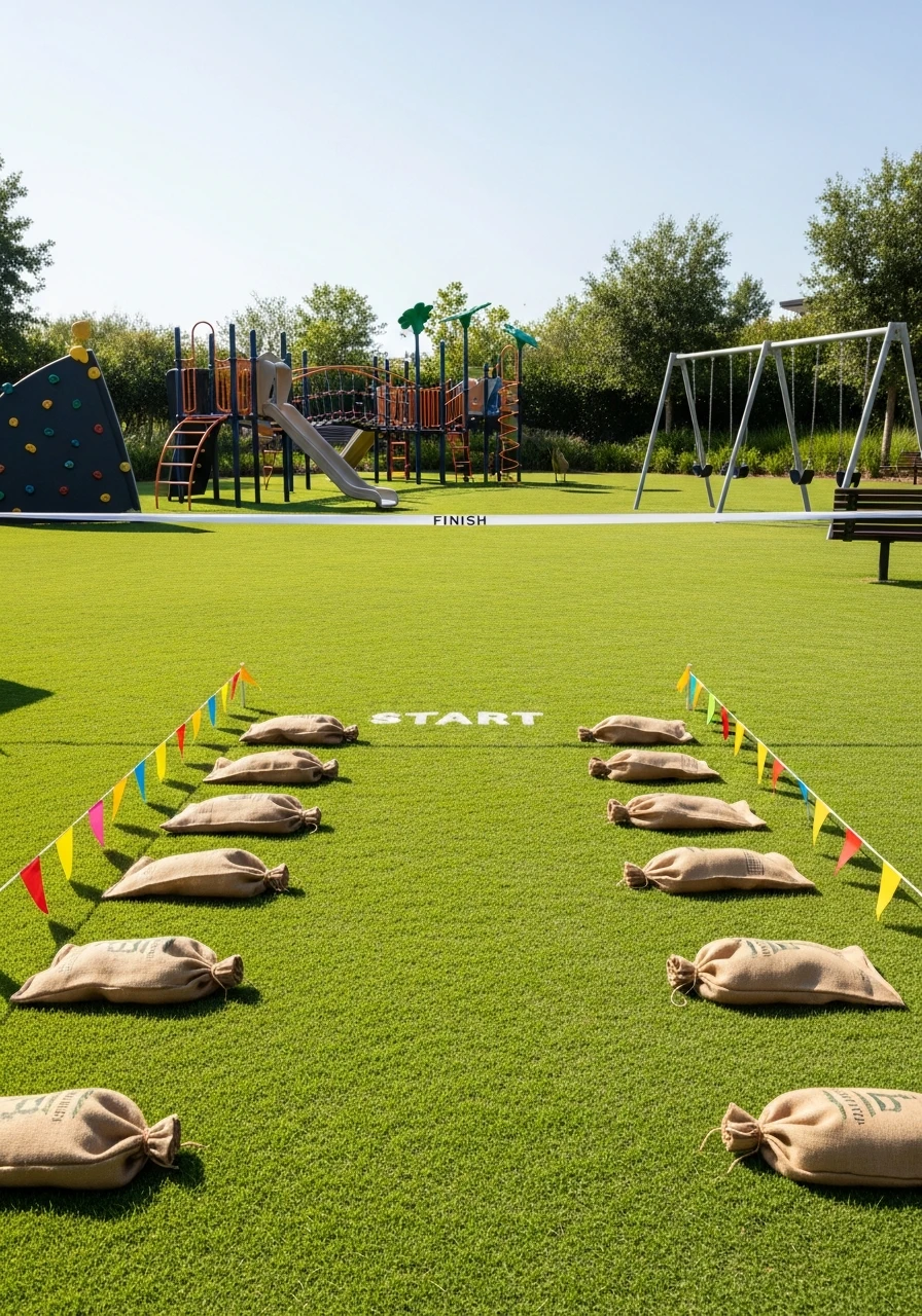 Sack Race on Grassy Area