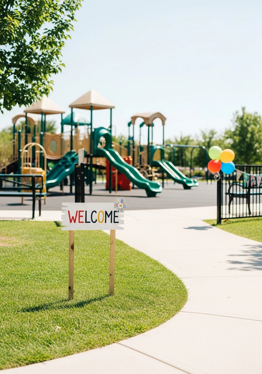 DIY Birthday Sign at Playground Entrance