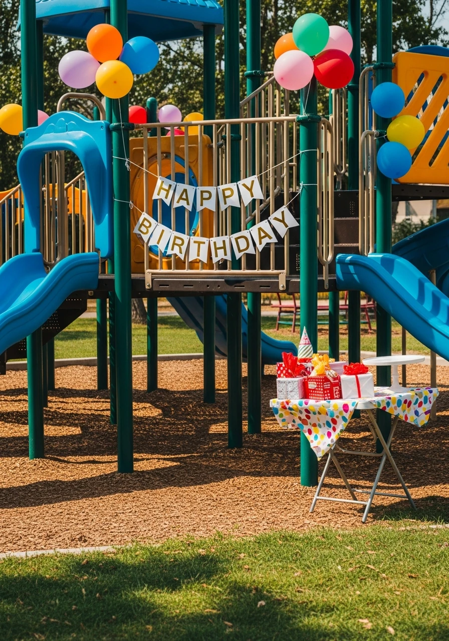 Group Birthday Song on Play Structure Stage