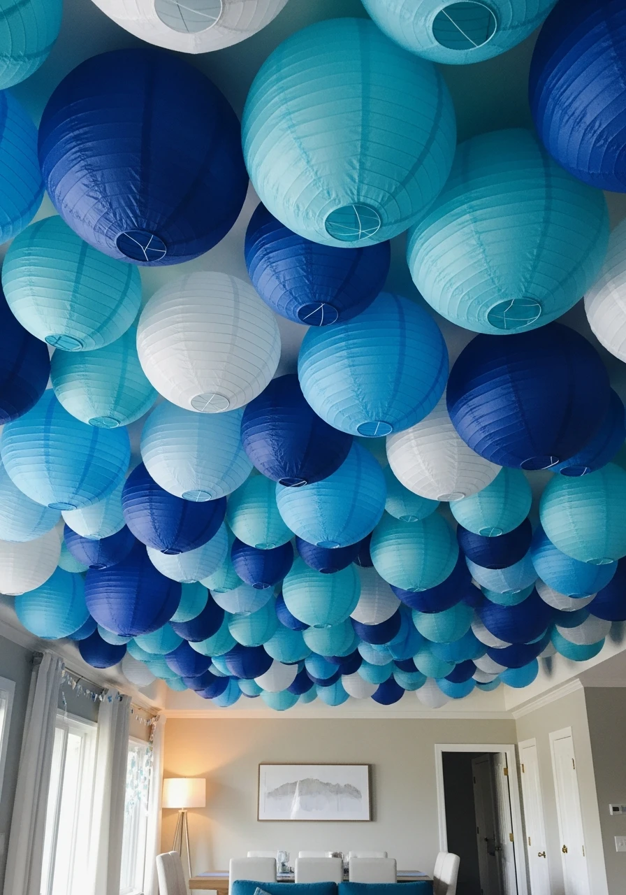 Blue Paper Lantern Ceiling