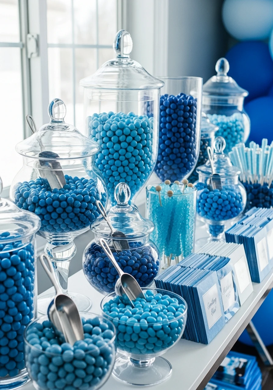 Blue Candy Favor Table