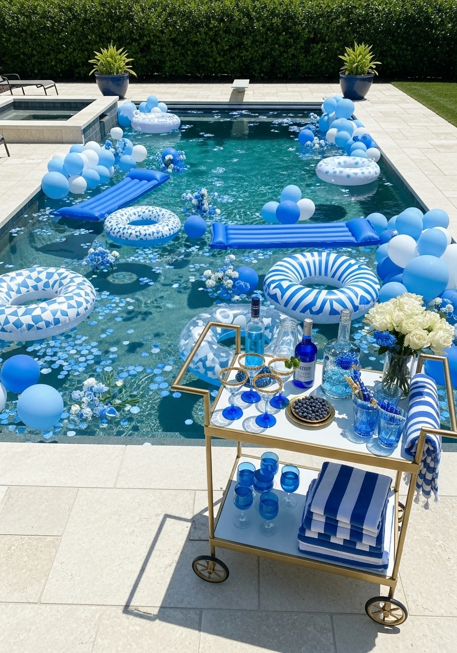 Blue Bikini Pool Party