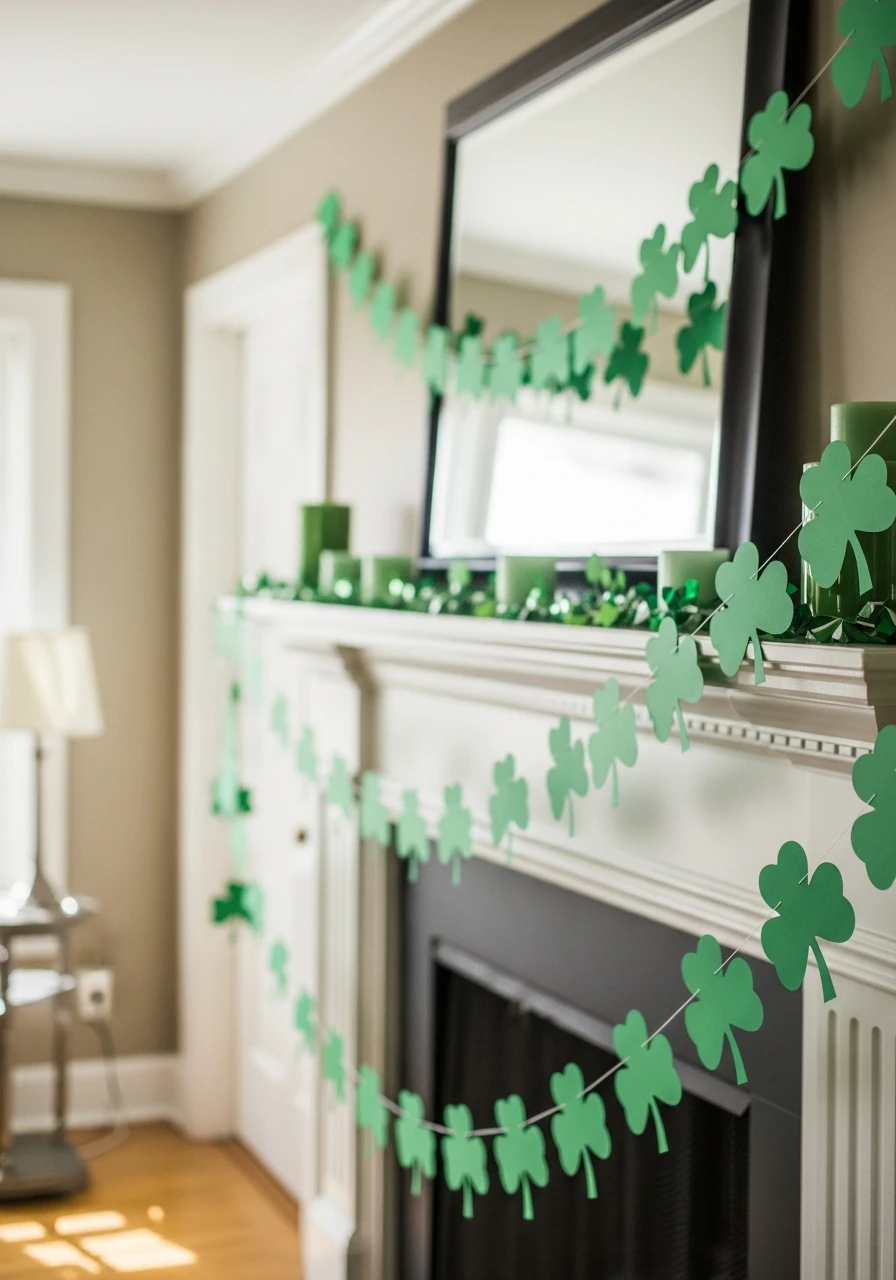 Lightweight Shamrock Garland - 50 St. Patrick’s Day Party Decor Ideas for the Best Bash