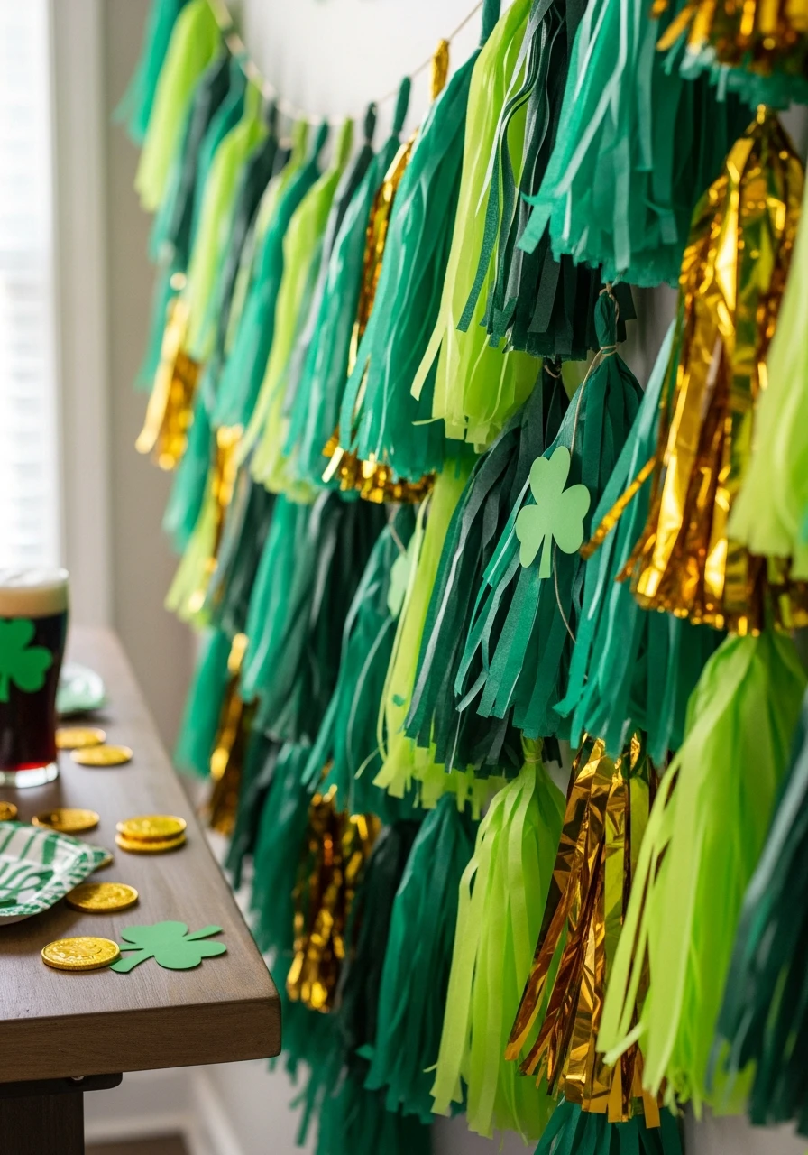 Textured Green Tassel Decor - 50 St. Patrick’s Day Party Decor Ideas for the Best Bash