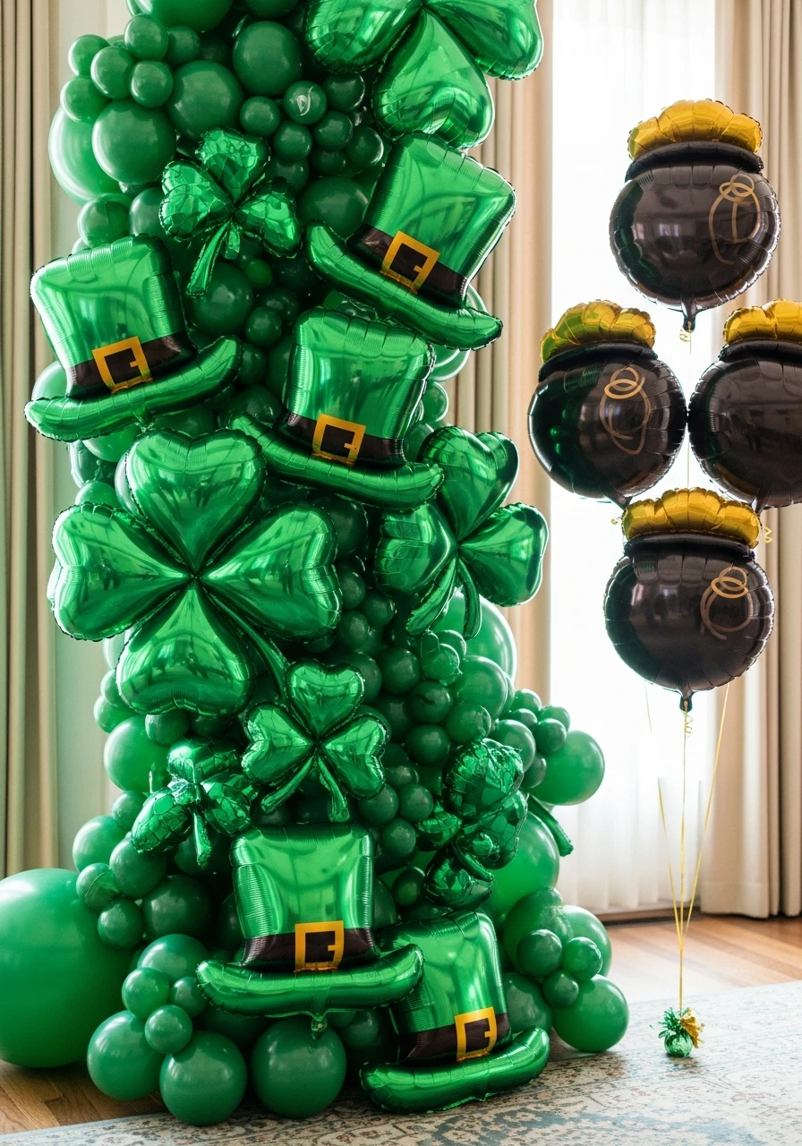 Foil Clover Shaped Balloons - 50 St. Patrick’s Day Party Decor Ideas for the Best Bash