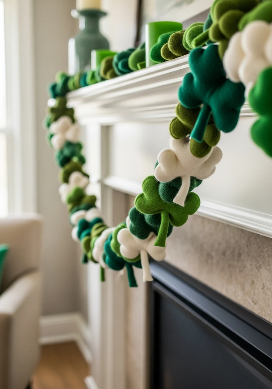 Cozy Felt Mantel Garland - 50 St. Patrick’s Day Party Decor Ideas for the Best Bash
