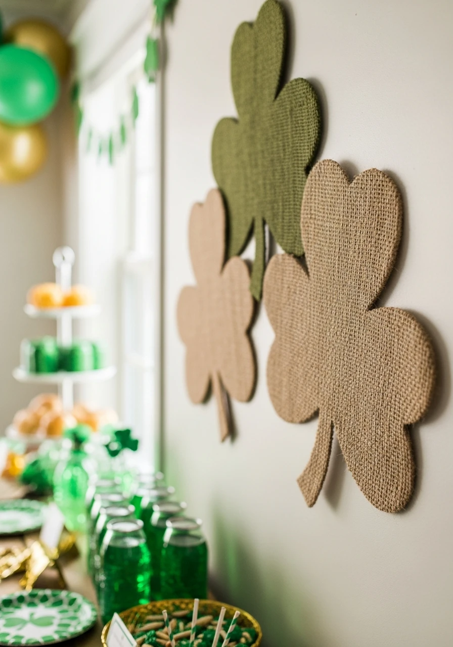 Burlap Shamrock Wall Art - 50 St. Patrick’s Day Party Decor Ideas for the Best Bash