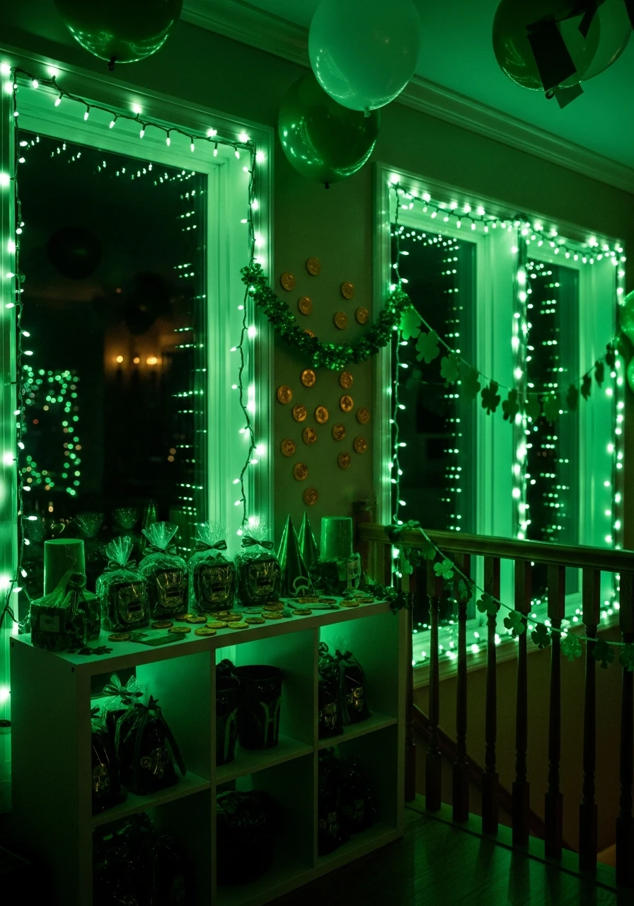 Green Ambient String Lights - 50 St. Patrick’s Day Party Decor Ideas for the Best Bash