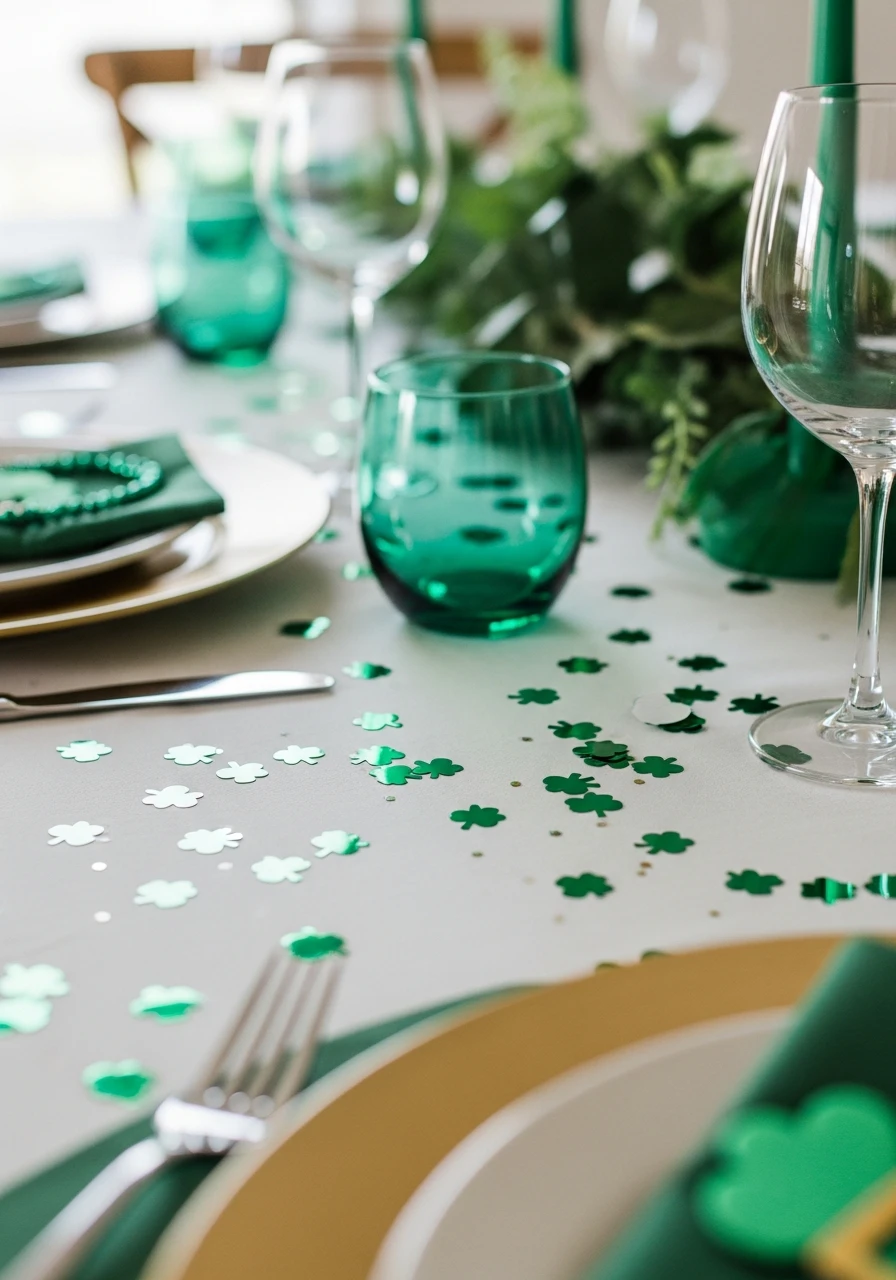 Sparkling Table Confetti - 50 St. Patrick’s Day Party Decor Ideas for the Best Bash