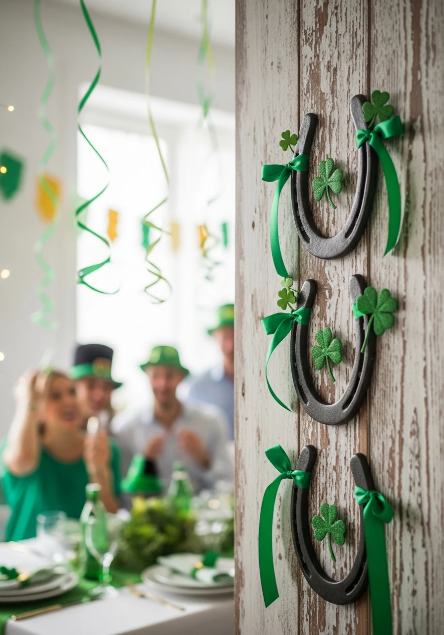 Horseshoe Wall Accents - 50 St. Patrick’s Day Party Decor Ideas for the Best Bash