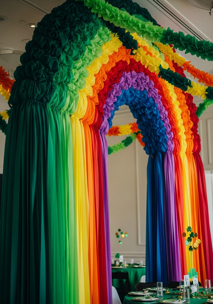 Colorful Ceiling Streamers - 50 St. Patrick’s Day Party Decor Ideas for the Best Bash