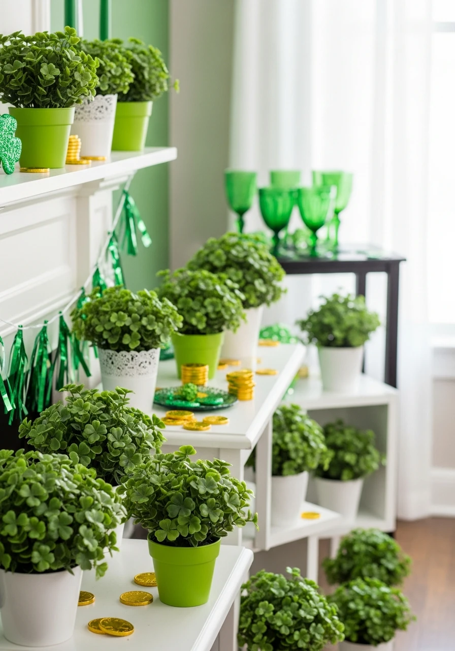 Artificial Clover Plants - 50 St. Patrick’s Day Party Decor Ideas for the Best Bash