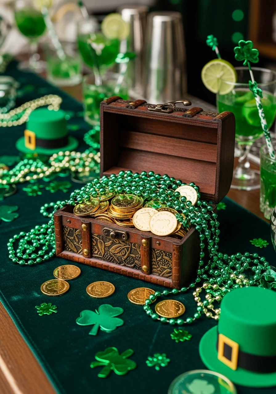 Statement Treasure Chest - 50 St. Patrick’s Day Party Decor Ideas for the Best Bash