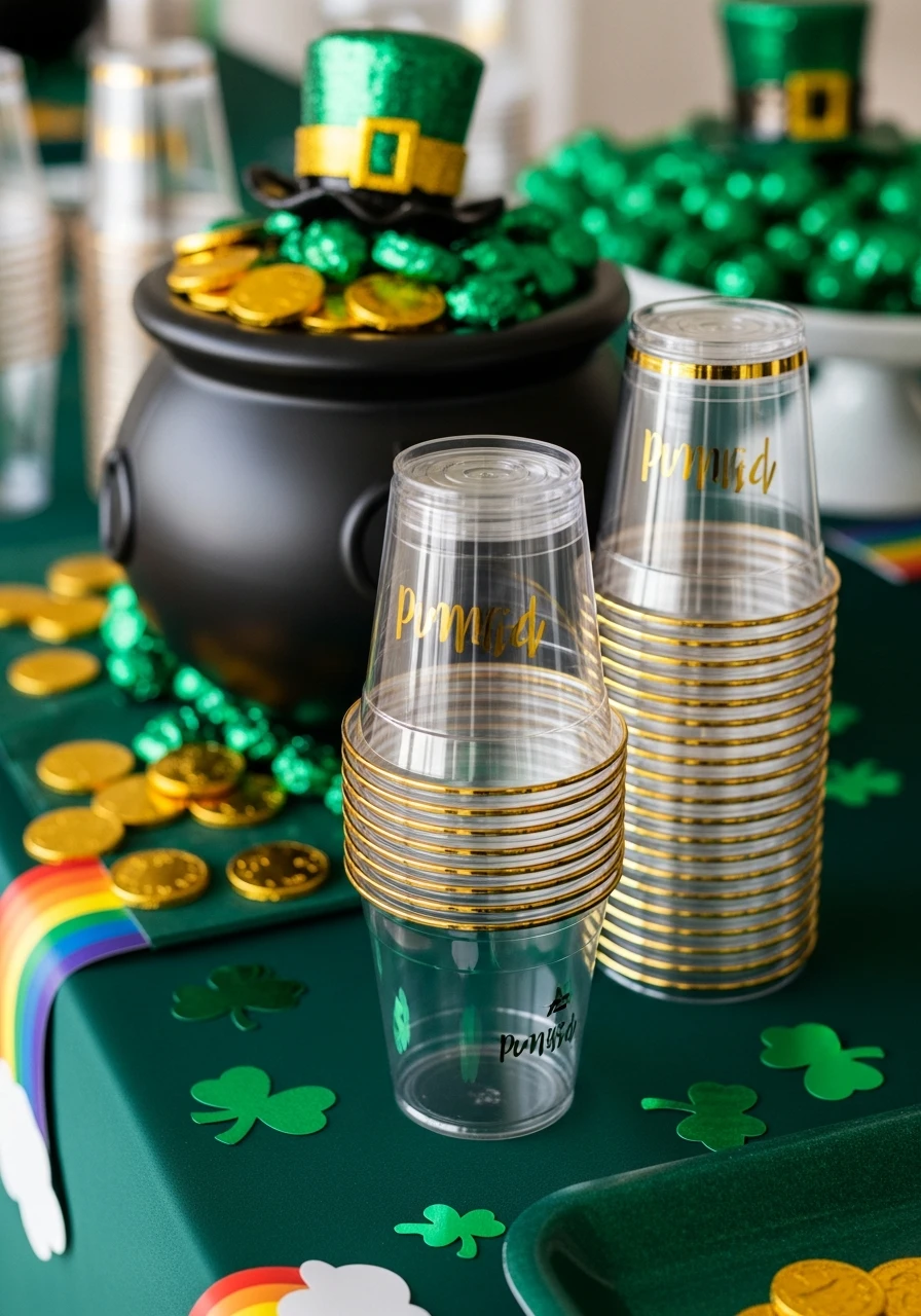 Elegant Gold Rim Cups - 50 St. Patrick’s Day Party Decor Ideas for the Best Bash