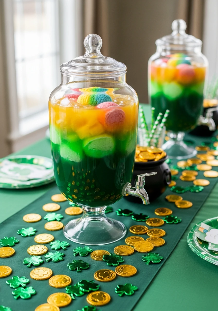 Colorful Punch Display - 50 St. Patrick’s Day Party Decor Ideas for the Best Bash