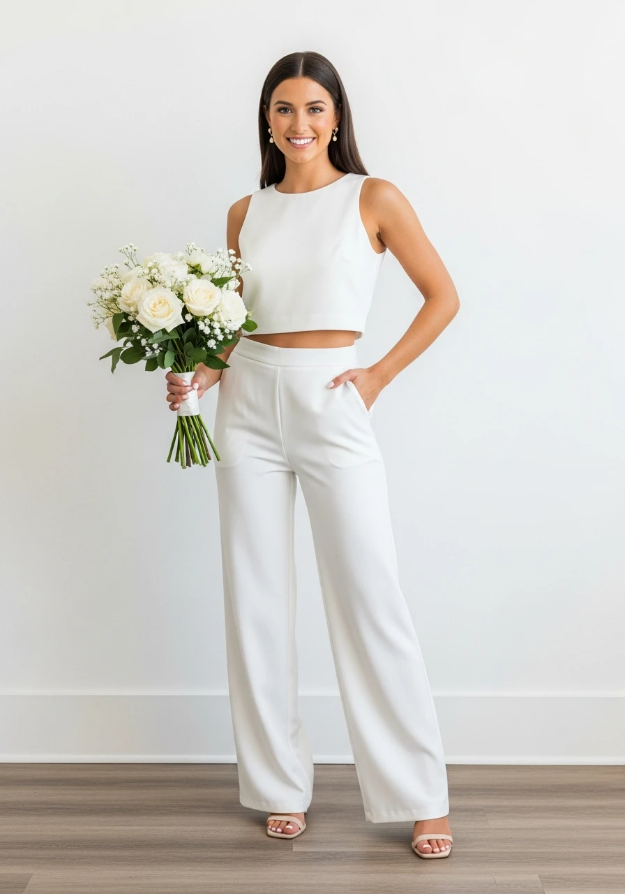 White Two-Piece Pants Set