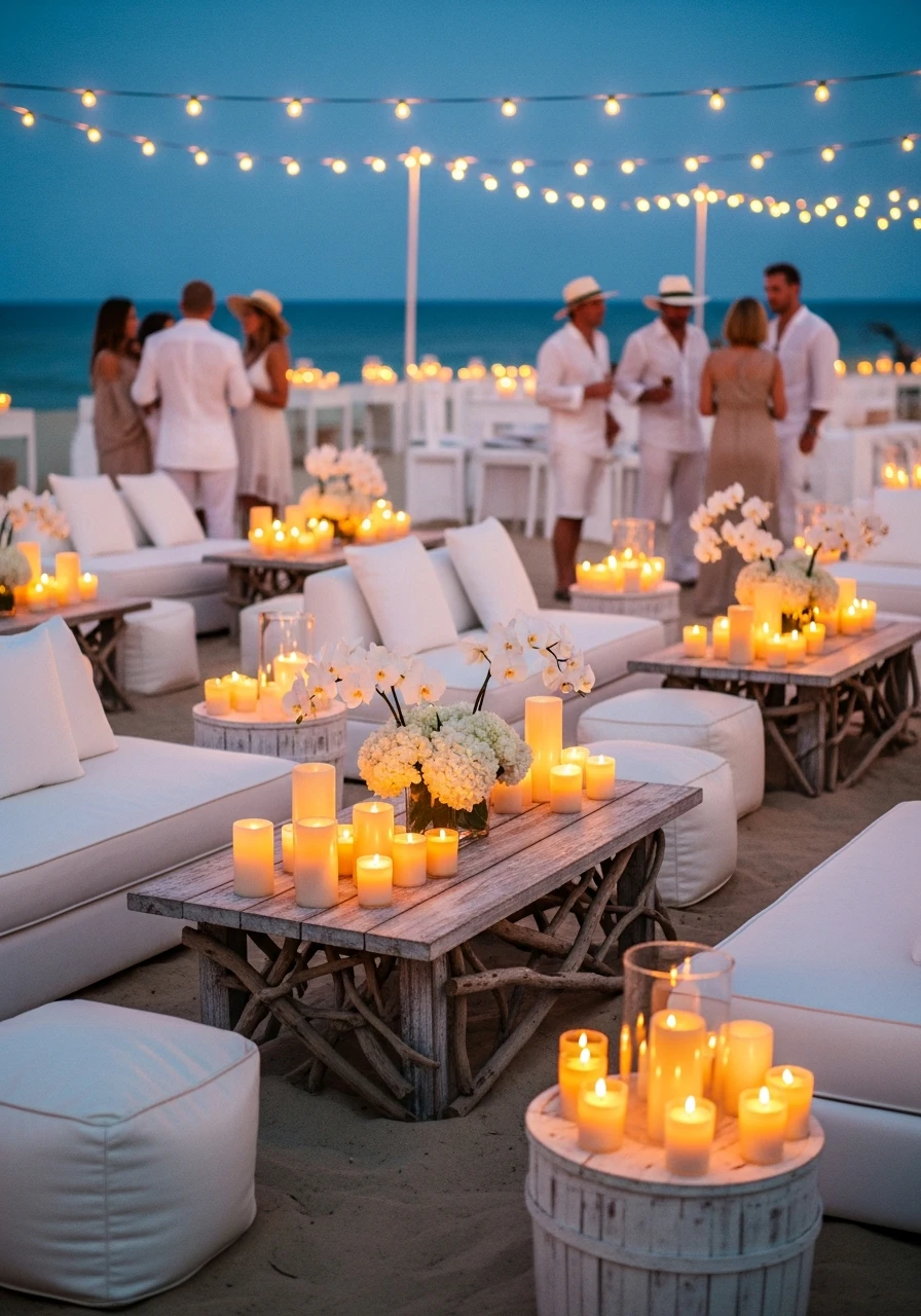 Chic White Ibiza Lounge - 50 Best Beach Party Ideas for an Epic Celebration