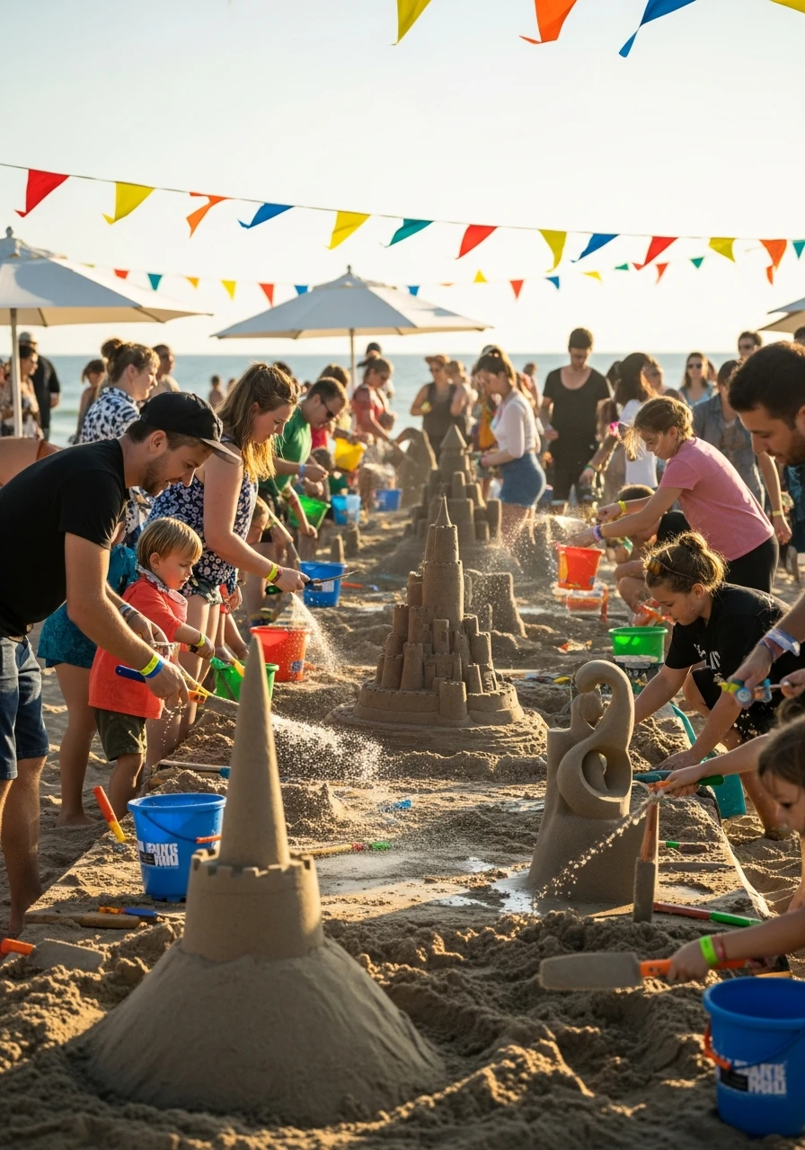 Sandcastle Building Contest - 50 Best Beach Party Ideas for an Epic Celebration