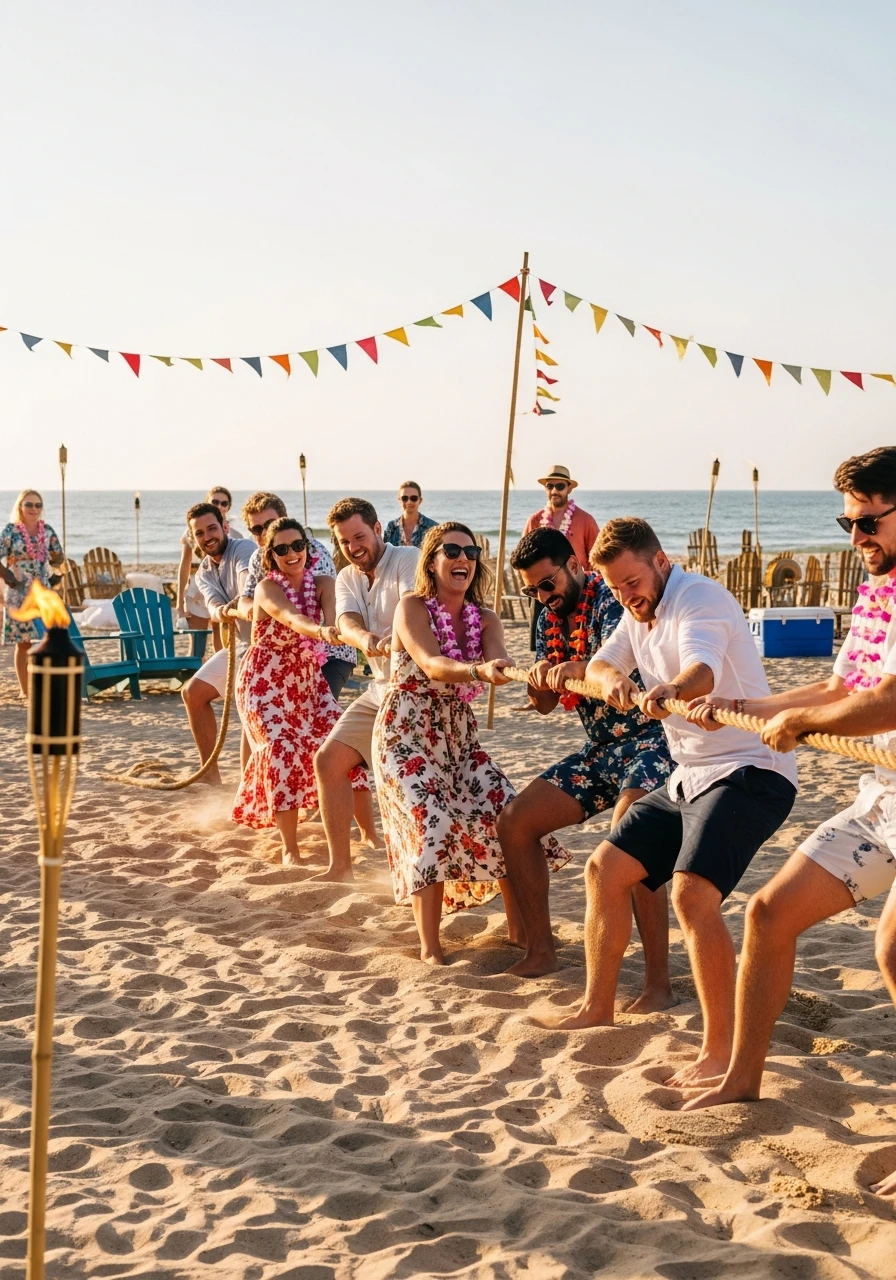 Group Tug of War - 50 Best Beach Party Ideas for an Epic Celebration