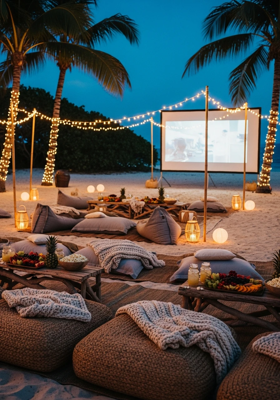 Relaxing Outdoor Movie - 50 Best Beach Party Ideas for an Epic Celebration