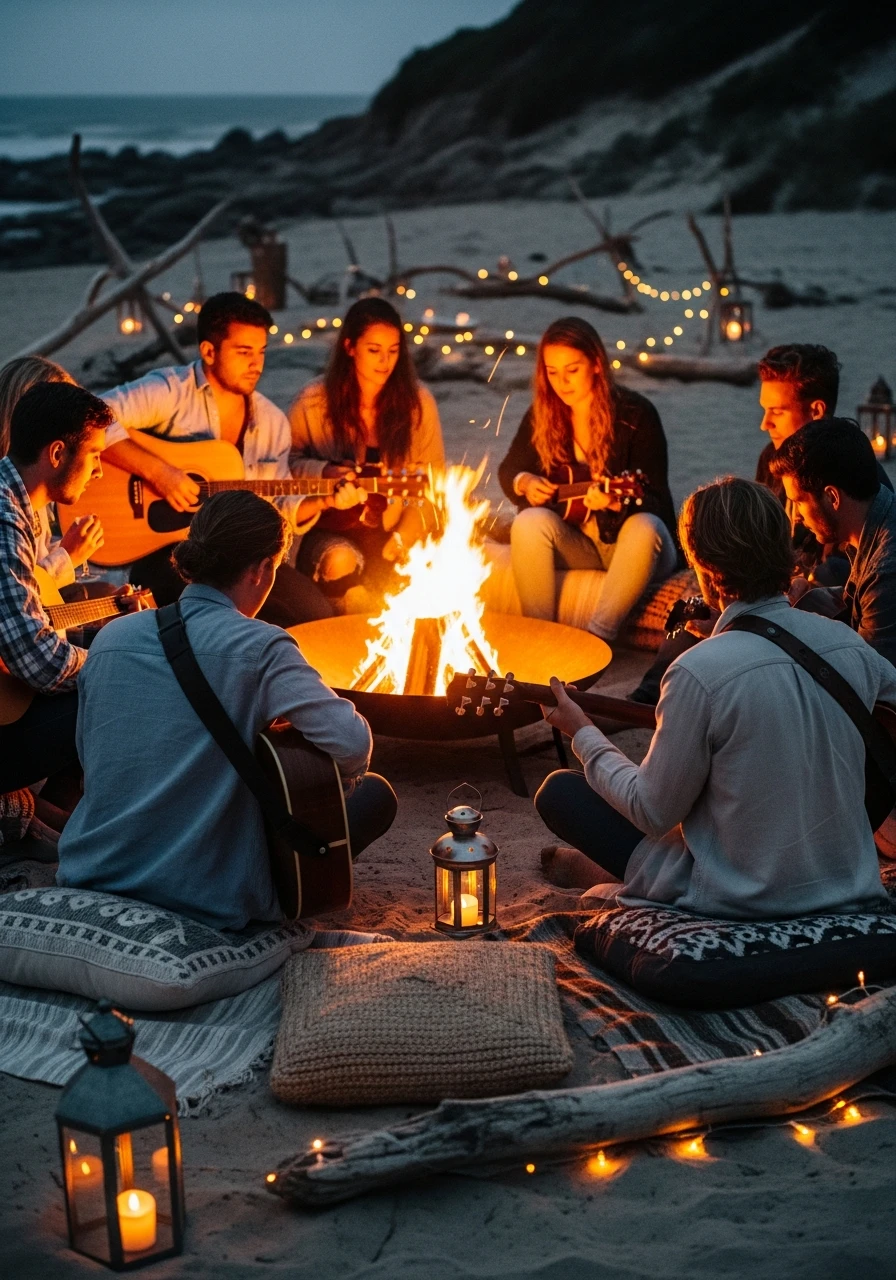Bonfire Jam Session - 50 Best Beach Party Ideas for an Epic Celebration