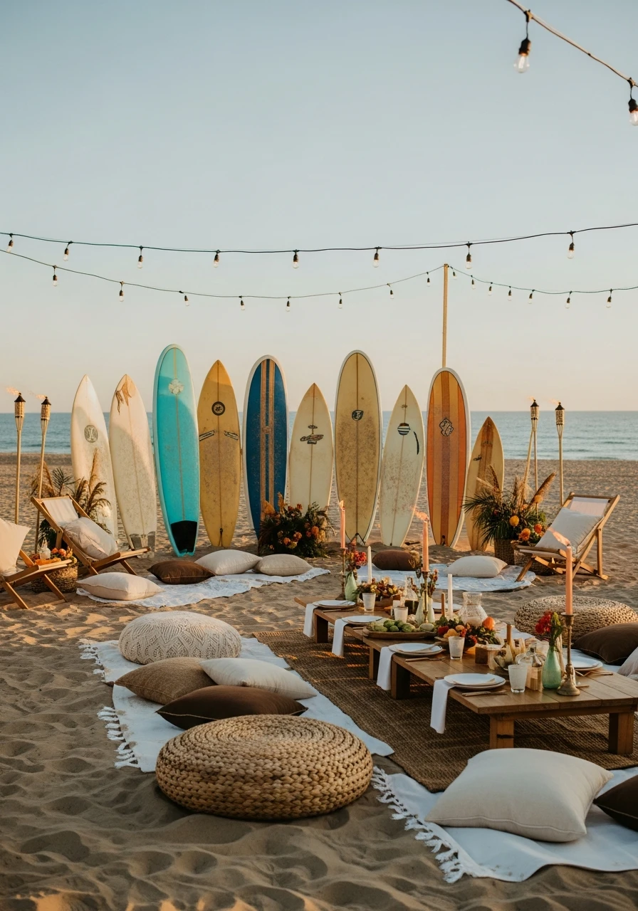 Relaxed Sunset Surf Vibe - 50 Best Beach Party Ideas for an Epic Celebration